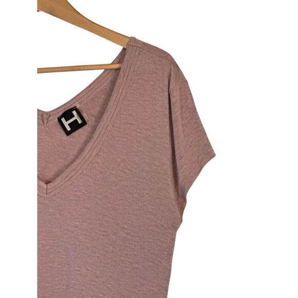 Nordstrom H by Bordeaux Women's Super Soft V-Neck Stretch Tee Size XL Pink Gray - Picture 4 of 9